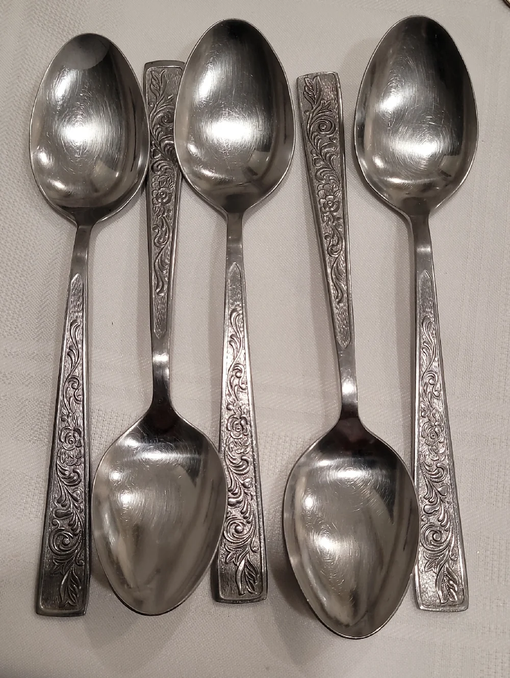 MCM Flatware Spoons Forks Knives Stainless Steel Signed Plume Korea